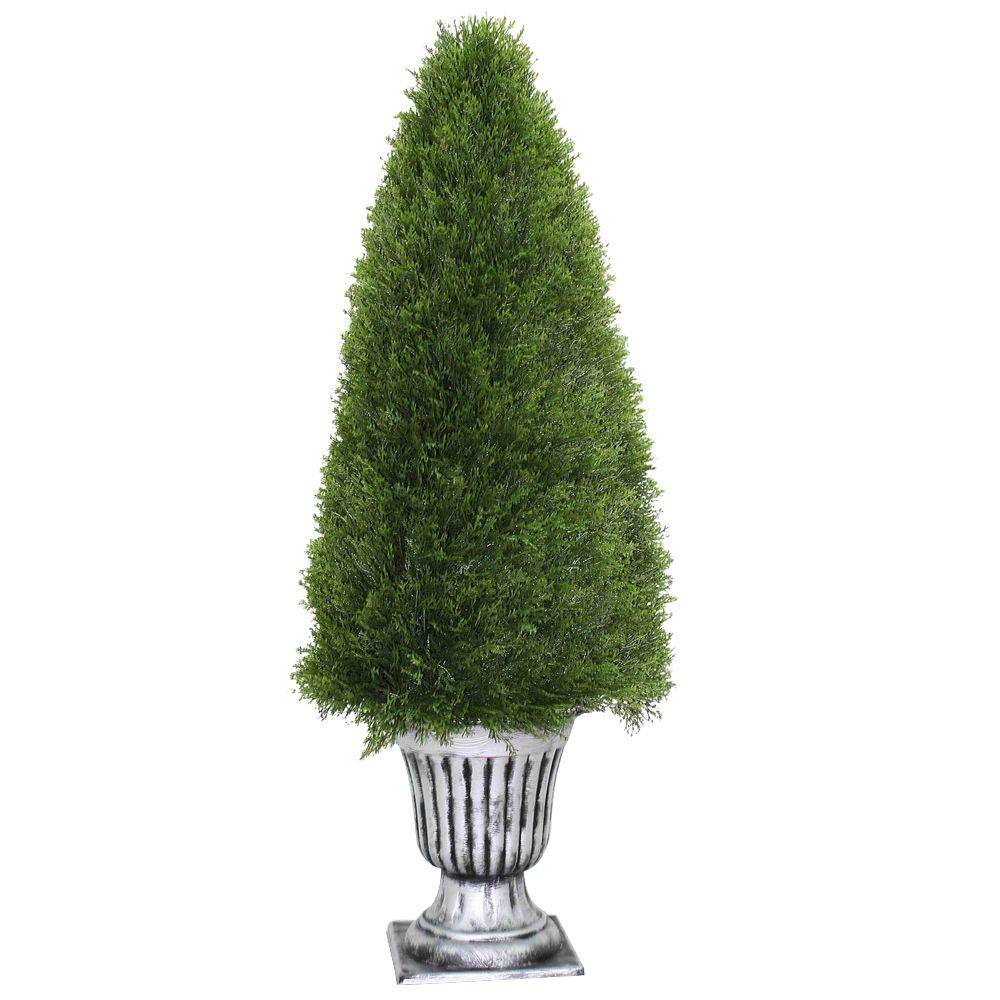 UPC 729083001574 product image for 48 in. Artificial Upright Juniper Tree in Silver Urn | upcitemdb.com