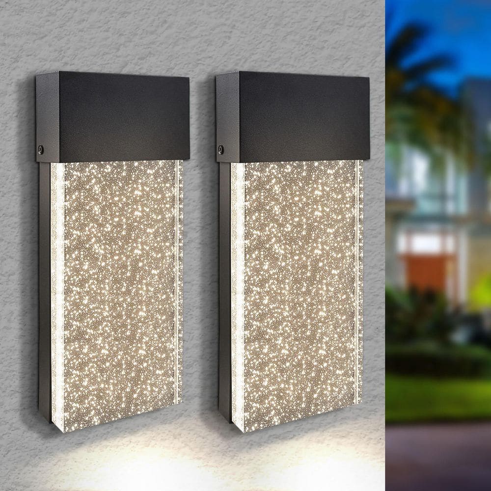 14 Inch Black Modern Bubble Glass LED Outdoor Hardwired Wall Sconce Light, 3CCT 2000LM 20W, IP65 Waterproof, ETL 2 Pack price history on PriceWatchPro