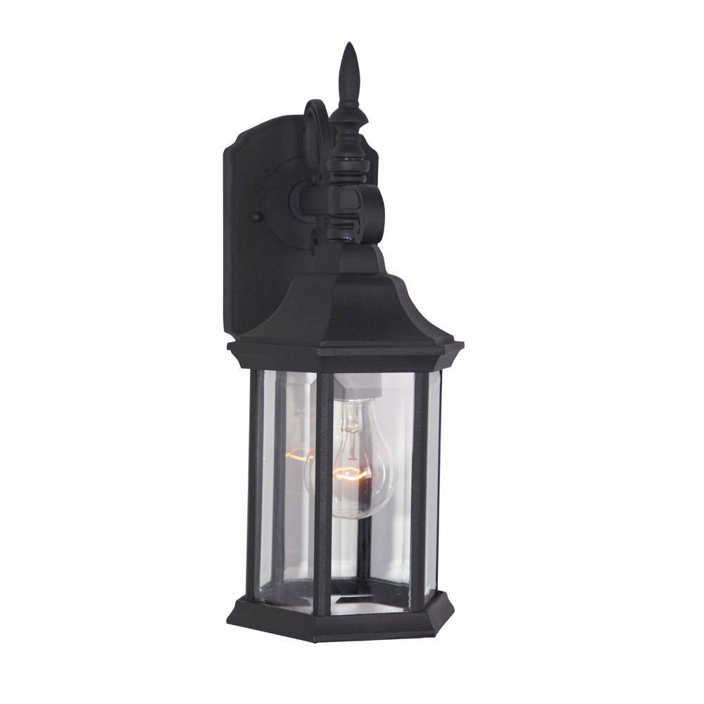 Black Cast Aluminum 14.25" Outdoor Wall Lantern with Clear Glass