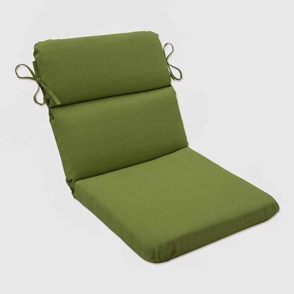 Pillow Perfect Solid Outdoor/Indoor 21 in W x 3 in H Deep Seat, 1-Piece Chair Cushion with Round Corners in Green Forsyth