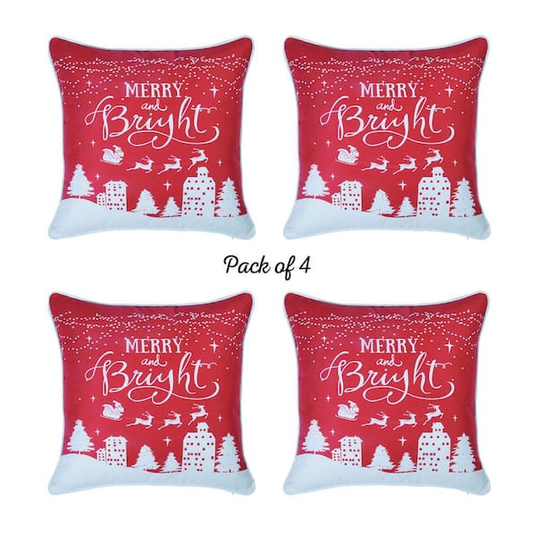 Mike & Co. New York Decorative Christmas Themed Throw Pillow Cover Square 18 in. x 18 in. Multi-Color for Couch, Bedding (Set of 4)