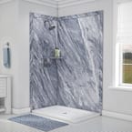 Elegance 36 in. x 48 in. x 80 in. 7-Piece Easy Up Adhesive Corner Shower Wall Surround in Beaumont
