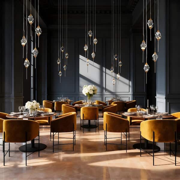 LNC Lucivagus 5-Light Integrated LED Plating Brass Crystal