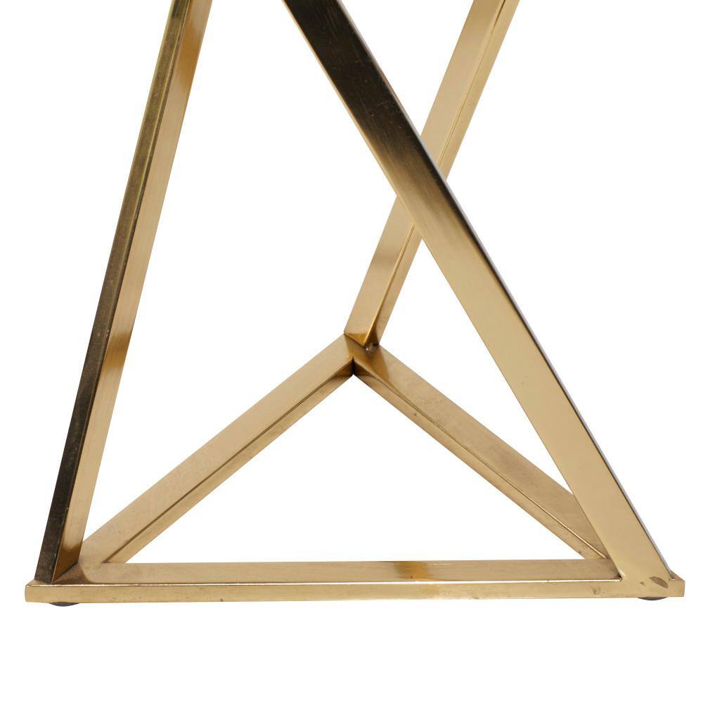 Gold Solid Triangle Stone and Metal Accent Tables 14"W x 24"H Set of 2