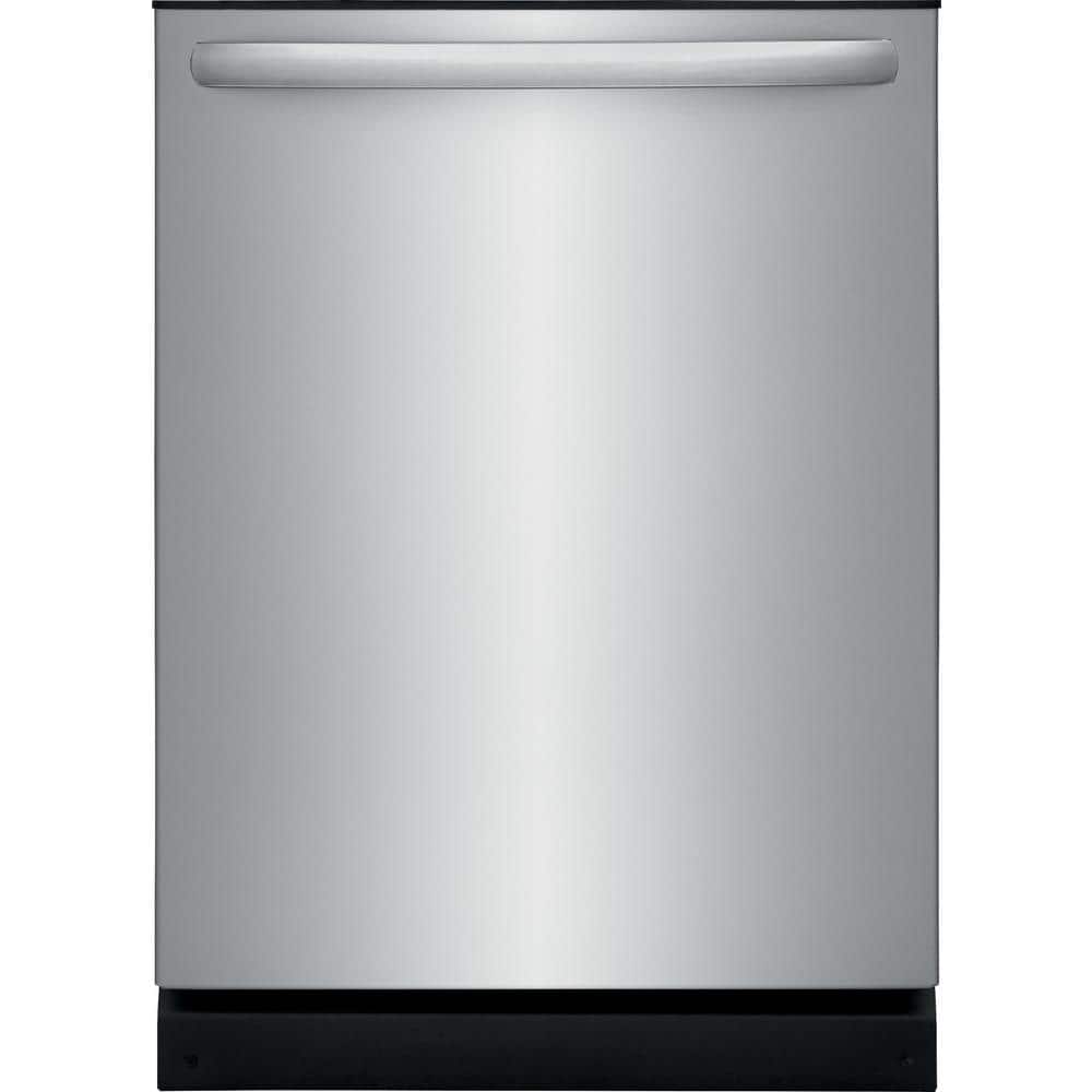 Frigidaire 24 in Top Control Built in Tall Tub Dishwasher with Plastic Tub in Stainless Steel with 4-cycles, Silver