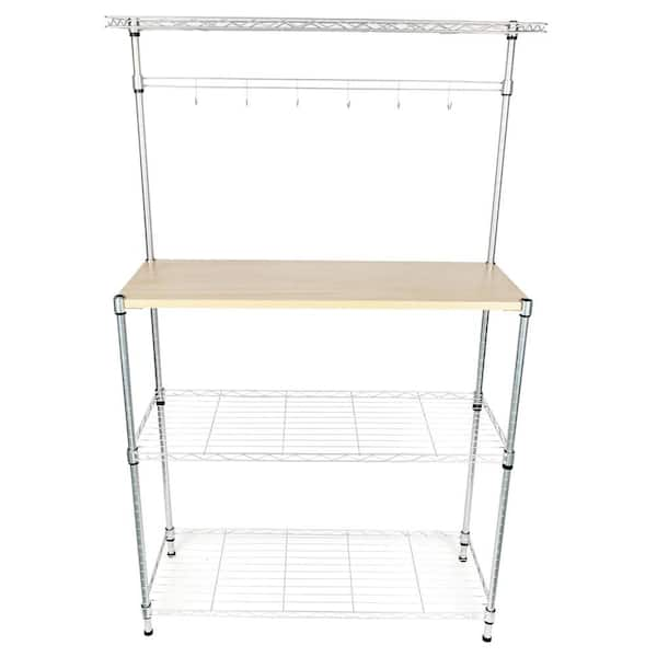 Karl home MDF Silver Baker's Rack with Hooks