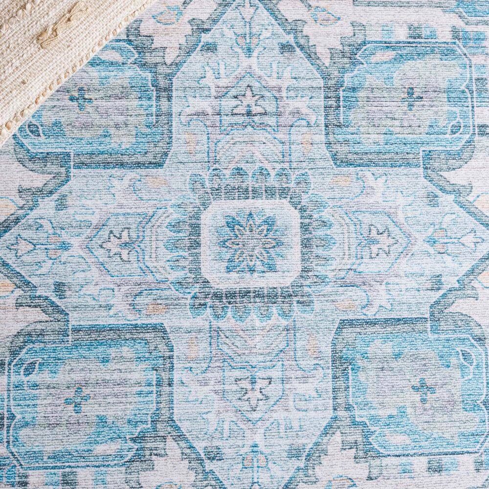 Arizona Gray and Turquoise Synthetic Washable Area Rug
