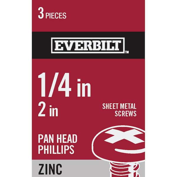 Everbilt #14 x 2 in. Phillips Pan Head Zinc Plated Sheet Metal Screw (3-Pack)