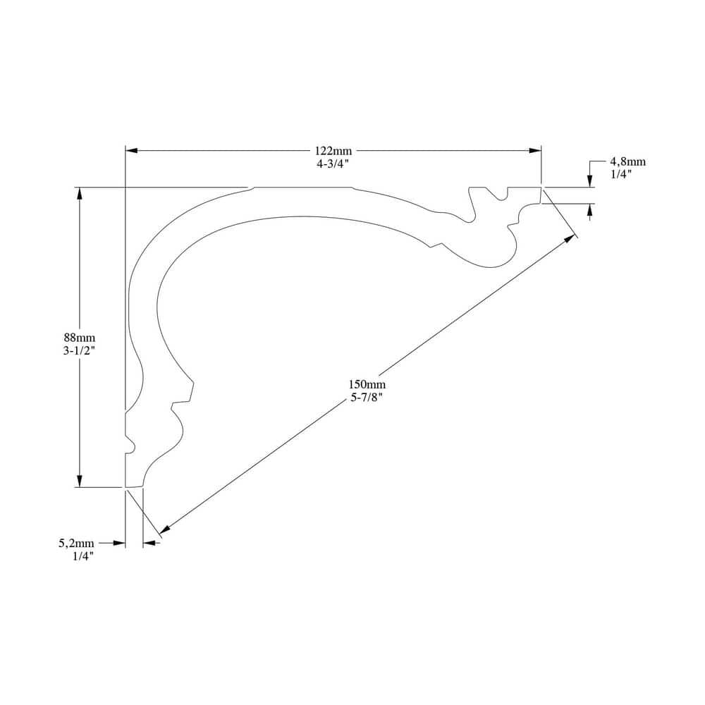 Primed White Polyurethane Crown Moulding 3.5" x 4.75"
