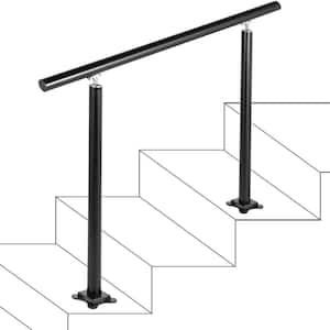 4 ft. Aluminum Handrail Fits 2 Steps or 3 Steps Flexible Handrails for Outdoor Deck, Black