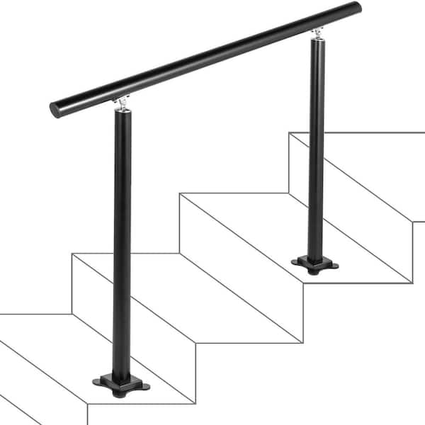 VEVOR 5 ft. Outdoor Stair Railing Fits 4-5 Steps Adjustable Angle Aluminum  Stair Handrails for Outdoor Steps, Black SNLZSLZYGL5FT1GTPV0 - The Home  Depot