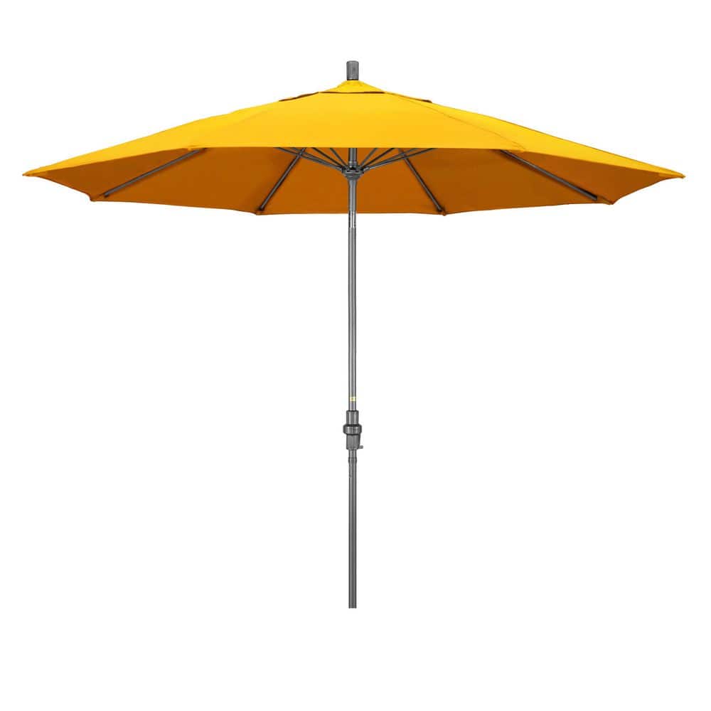 11 ft. Grey Aluminum Market Patio Umbrella Fiberglass Ribs Collar Tilt Crank Lift in Sunflower Yellow Sunbrella price history on PriceWatchPro