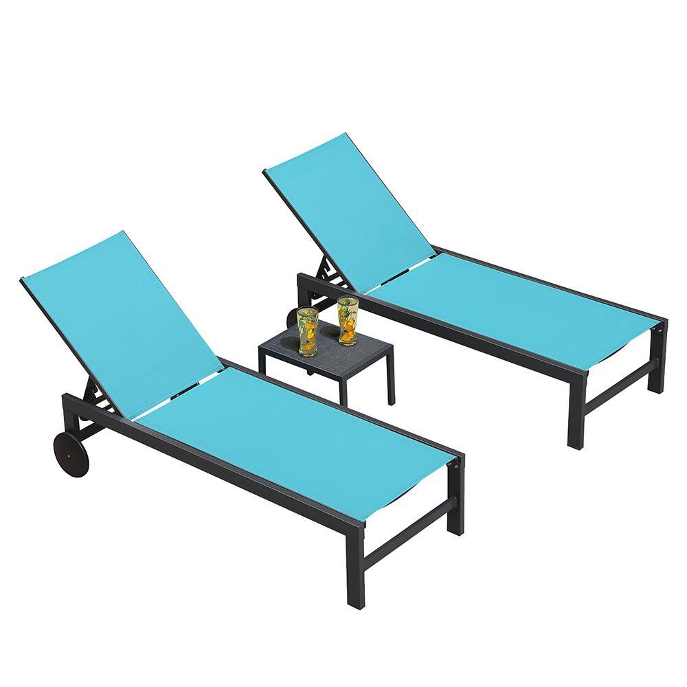 PURPLE LEAF Textilene Fabric and Aluminum Frame Outdoor Chaise Lounge