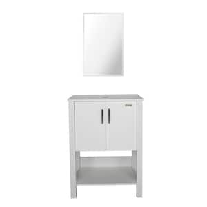 23.2 in. W x 19.7 in. D Bath Vanity with Vanity Top in White and Mirror