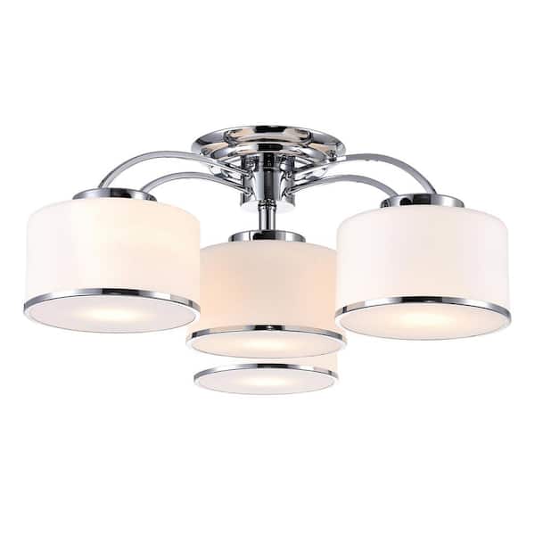 Crystal World Frosted 4-Light Chrome Semi-Flushmount