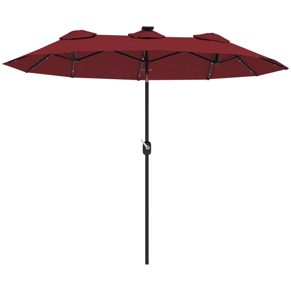 9.7 ft. Double Sided Patio Umbrella in Wine Red, Large Outdoor Market Umbre