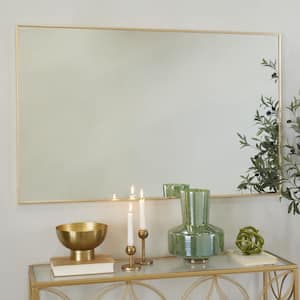 47 in. x 30 in. Rectangle Framed Gold Wall Mirror with Thin Frame