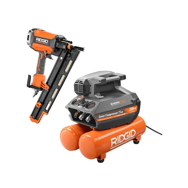 4.5 Gal. Portable Electric Quiet Air Compressor with 21-Degree 3-1/2 in. Round Head Framing Nailer