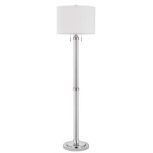 60 in. Silver 2 Dimmable (Full Range) Standard Floor Lamp for Living Room with Cotton Empire Shade
