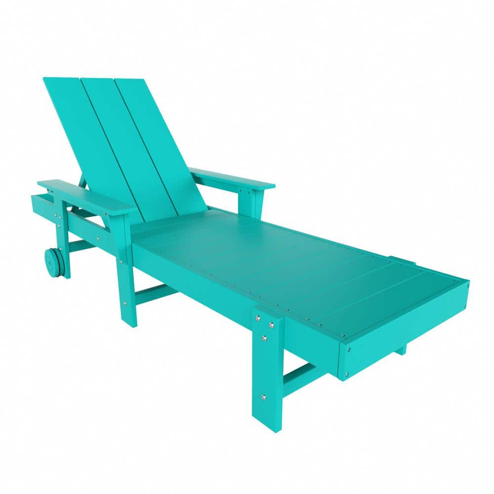 Turquoise Adjustable All-Weather Poly Outdoor Chaise Lounge