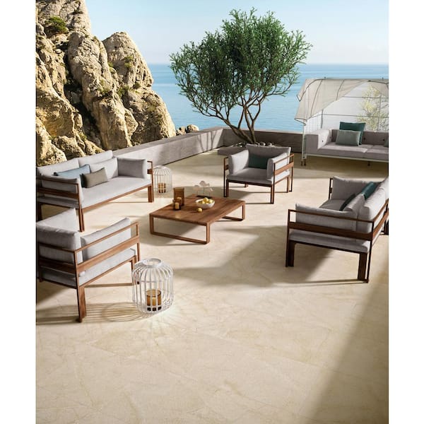 Living Style Cream 2 cm. x 18 in. x 36 in. Matte Porcelain Stone Look Paver (9 sq. ft. )
