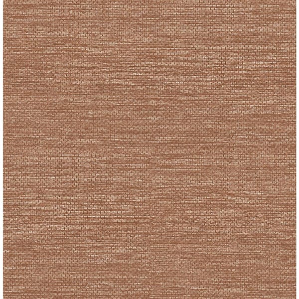 A-Street Prints Malin Rust Faux Grasscloth Paper Textured Non-Pasted Wallpaper Roll
