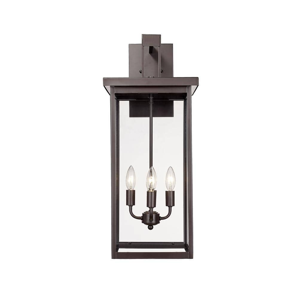 Bronze 27" Dimmable Outdoor Wall Sconce with Clear Glass