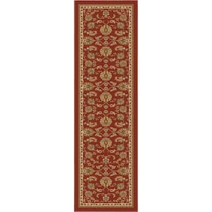 Red 2 ft. x 7 ft. Kings Court Tabriz Floral Traditional Oriental Runner Area Rug