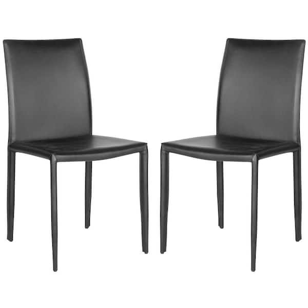 SAFAVIEH Karna Black Bonded Leather Dining Chair (Set of 2)