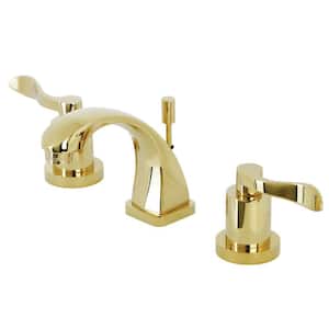 NuWave 8 in. Widespread 2-Handle Bathroom Faucets with Brass Pop-Up in Polished Brass