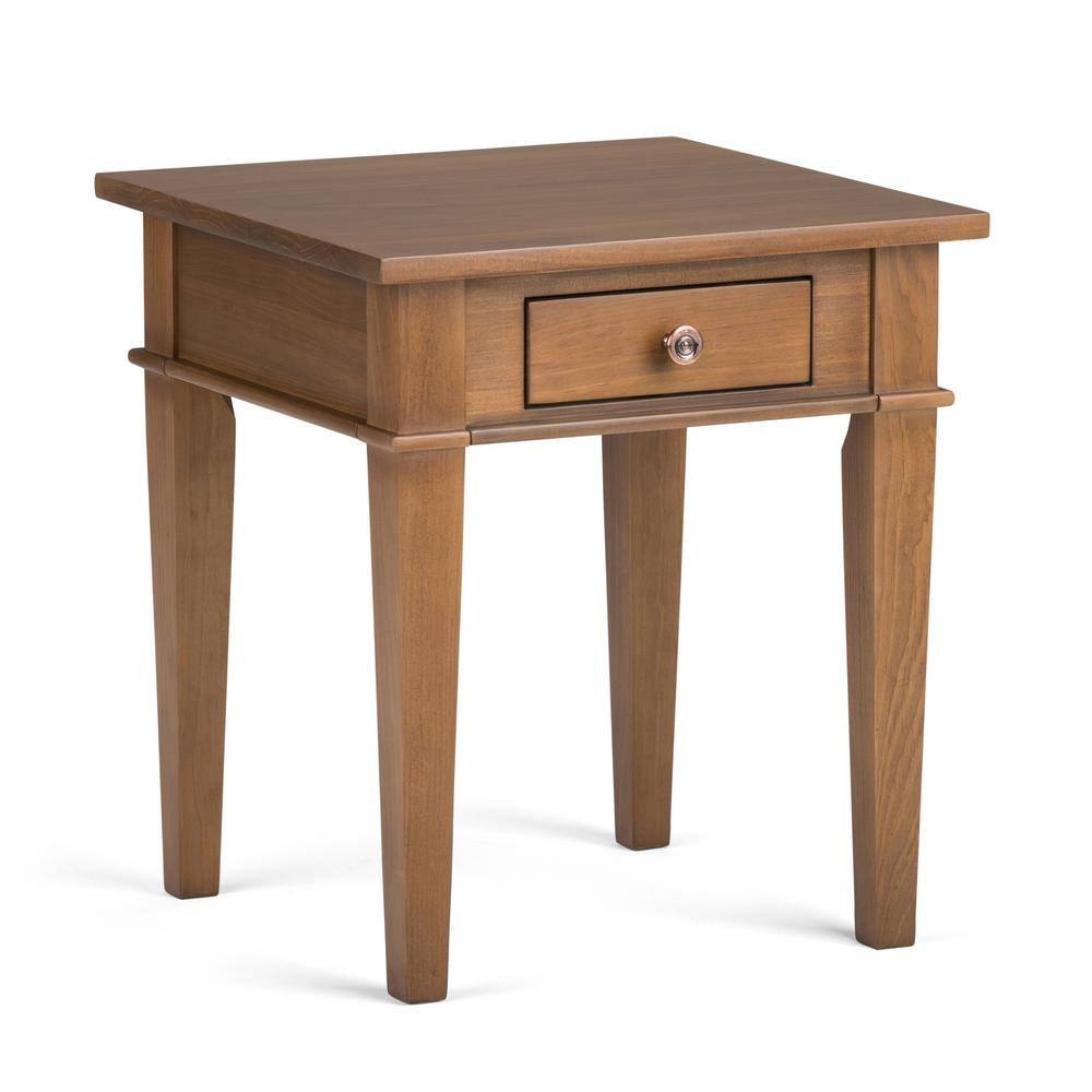 Carlton Medium Saddle Brown Solid Wood End Table with Storage