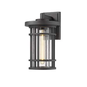 Jordan Black Outdoor Hardwired Lantern Wall Sconce with No Bulbs Included