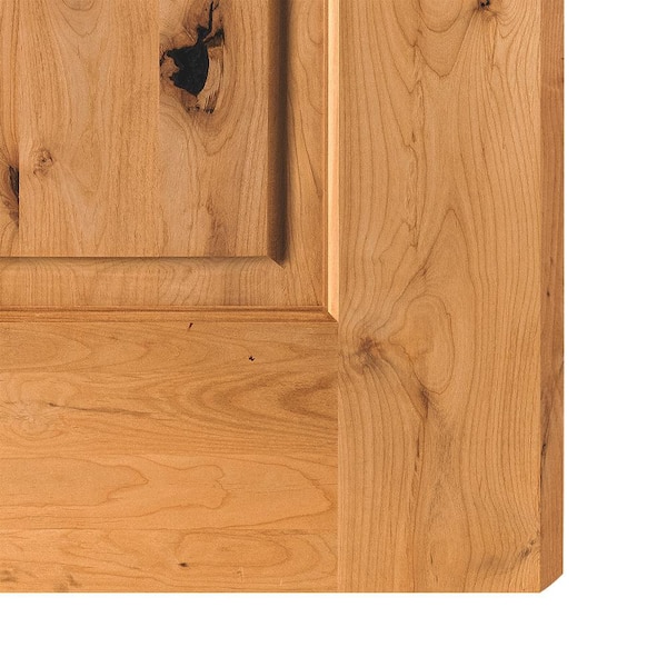 DIY 32 in. x 80 in. Right-Handed 4-Lite Clear Glass Clear Stain Knotty Alder Wood Front Door Kit w/ Quick Assemble Jamb