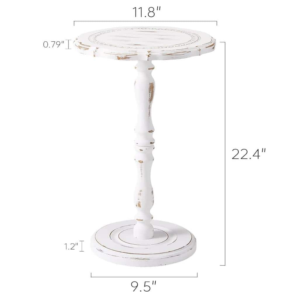 "22.4"" Farmhouse Round End Table, White Solid Wood Accent Nightstand" price history on PriceWatchPro