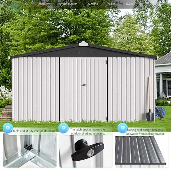AECOJOY 12 ft. W x 12 ft. D Metal Shed with Double Lockable Door