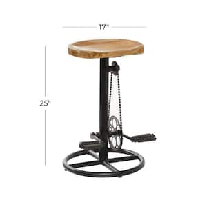 25 in. Brown Industrial Metal Counter Stool