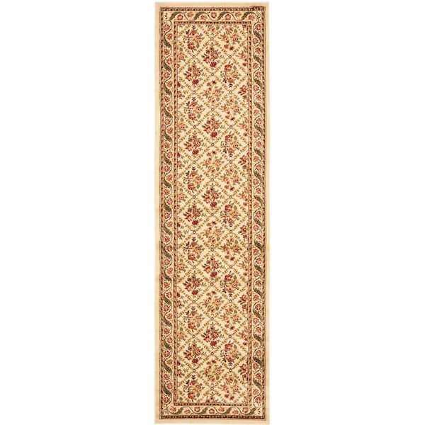 SAFAVIEH Lyndhurst Ivory 2 ft. x 16 ft. Floral Geometric Diamonds Runner Rug