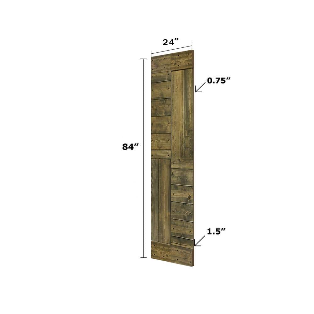 Aged Barrel Finished Solid Wood 84" Textured Barn Door Slab