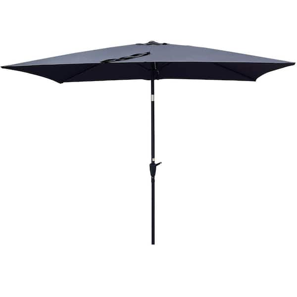 Tidoin 6 ft. x 9 ft. Steel Market Tilt Patio Umbrella in Anthracite