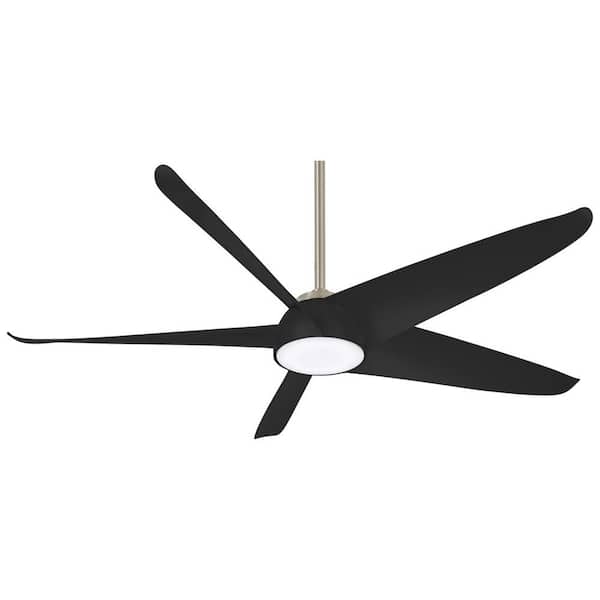 MINKA-AIRE Ellipse 60 in. Integrated LED Indoor Brushed Nickel Coal Blades Smart Ceiling Fan with Light and Remote Control