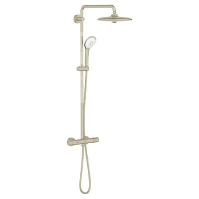 GROHE Euphoria CoolTouch 1-Spray Thermostatic Shower System with Handheld Shower in Brushed Nickel InfinityFinish-26726EN0 - The Home Depot