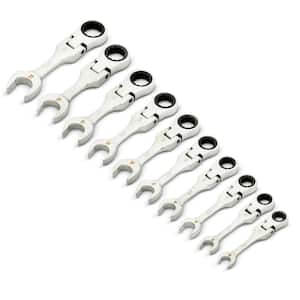 90-Tooth 12 Point Metric Stubby Flex Ratcheting Combination Wrench Set (10-Piece)