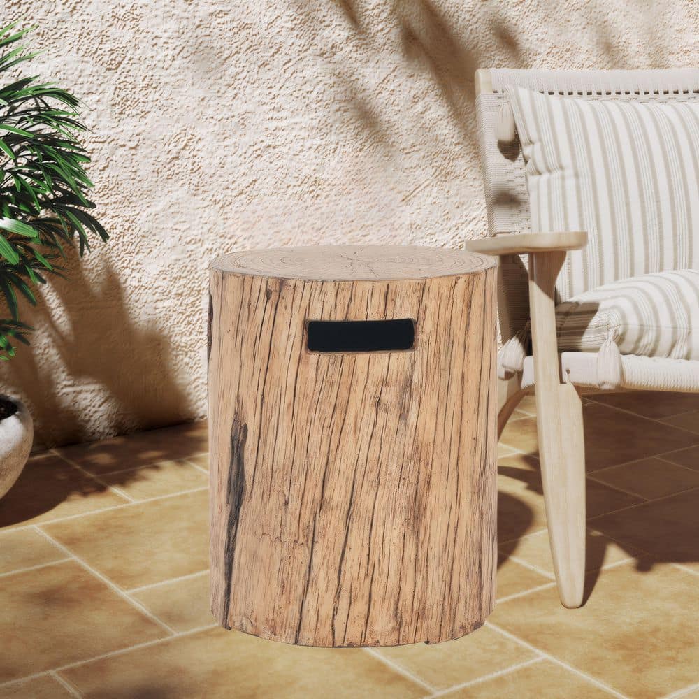 Patio Lightweight Concrete Tank Holder Outdoor Side Table with Wood-Like Texture, Brown, MGO price history on PriceWatchPro