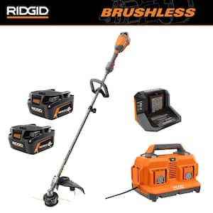 18V Brushless 14 in. String Trimmer Kit with 4.0Ah Battery, Charger, 6-Port Charger, & 6.0Ah MAX Output Battery (2-Pack)