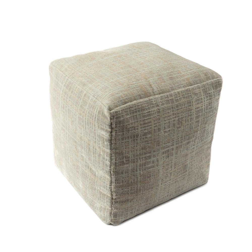 Kian Beige/Cream Polyester Acrylic 18 in. x 18 in. Cube Contemporary Abstra