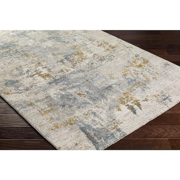 Dresden 8 ft. Round Gray/Blue Abstract Indoor Area Rug