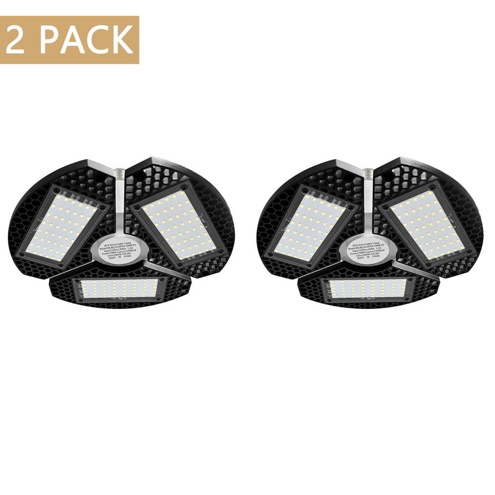Cedar Hill 9 in. 300Watt Equivalence 12500 Lumens Black LED Flush Mount Garage Light with 3