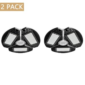 9 in. 300-Watt Equivalence 12500 Lumens Black LED Flush Mount Garage Light with 3 Adjustable Panels (2-Pack)