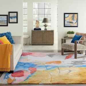Symmetry Multicolor 9 ft. x 12 ft. Abstract Contemporary Area Rug