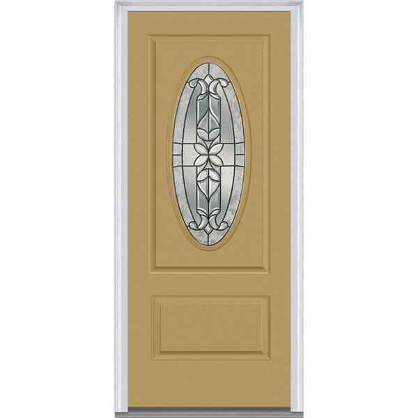 MMI Door 36 in. x 80 in. Cadence Right-Hand Inswing 3/4 Oval Decorative 1-Panel Painted Fiberglass Smooth Prehung Front Door